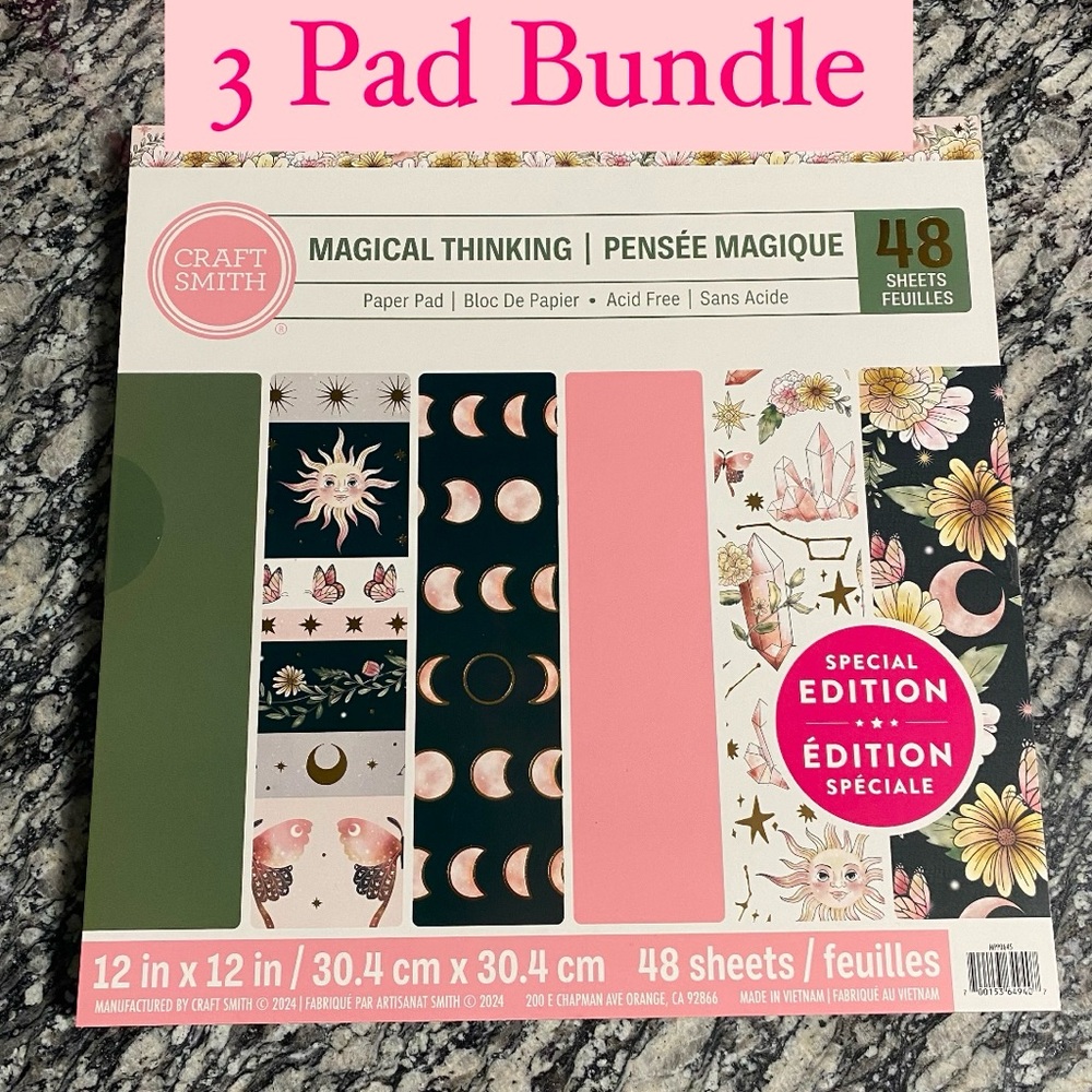 (3 Pad Bundle) NWT 12x12 Scrapbook Paper Pad - Magical Thinking